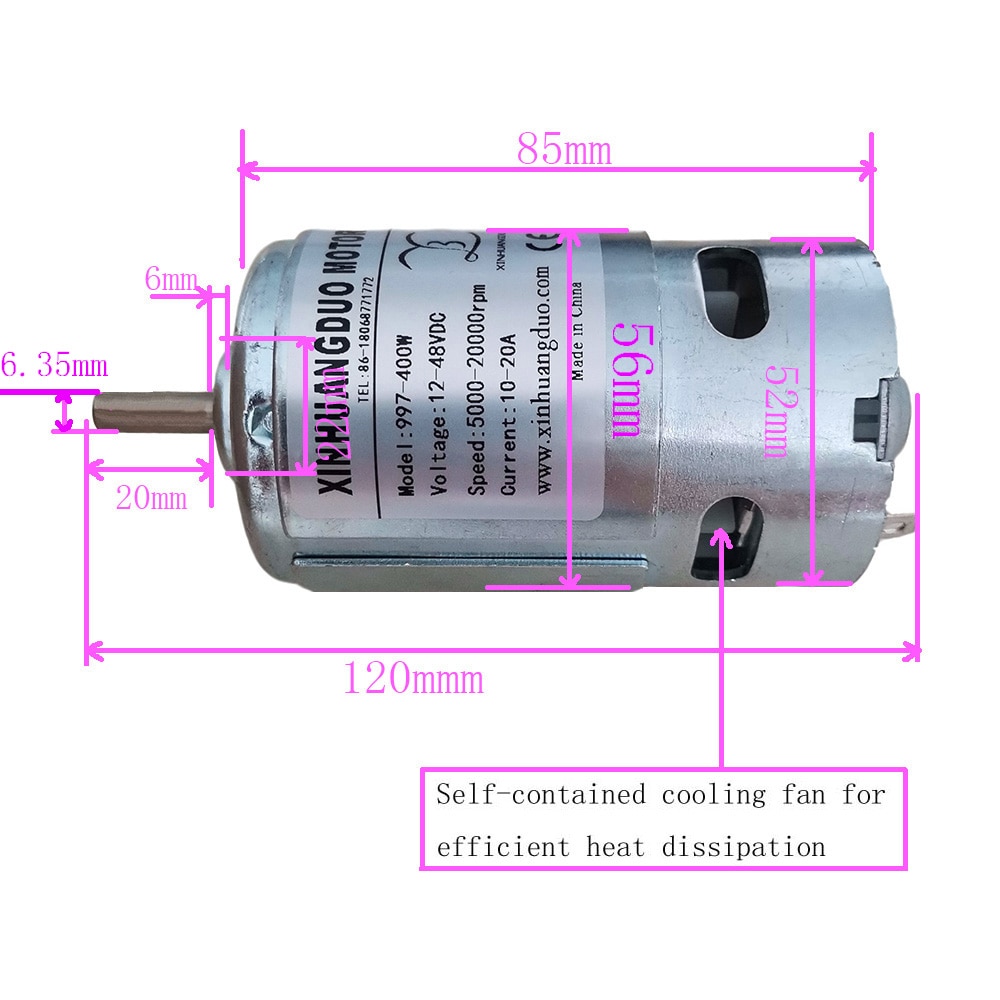 997 Powerful DC Motor Input Voltage DC12-48V High Speed Motor Silent Ball Bearing Motor 997 High Speed 5000~20000RPM