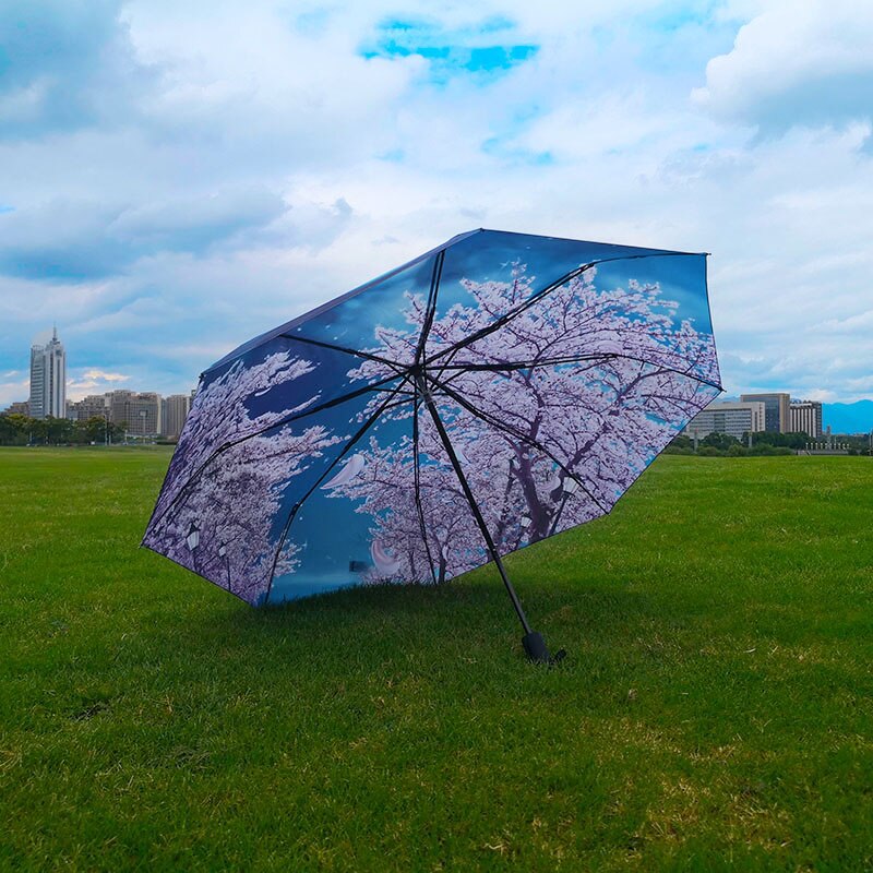 LISM-paraguas plegable para mujer, sombrilla con pintura de Van Gogh, arte chino Sakura, a prueba de viento, Anti-UV, YHS03: OUB02