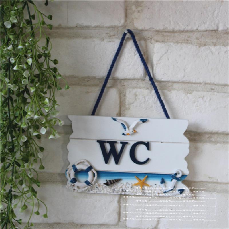 Mediterrane oceaan stijl hangende bord, creatieve houten toiletdeur decoratie, bar, coffeeshop, huis