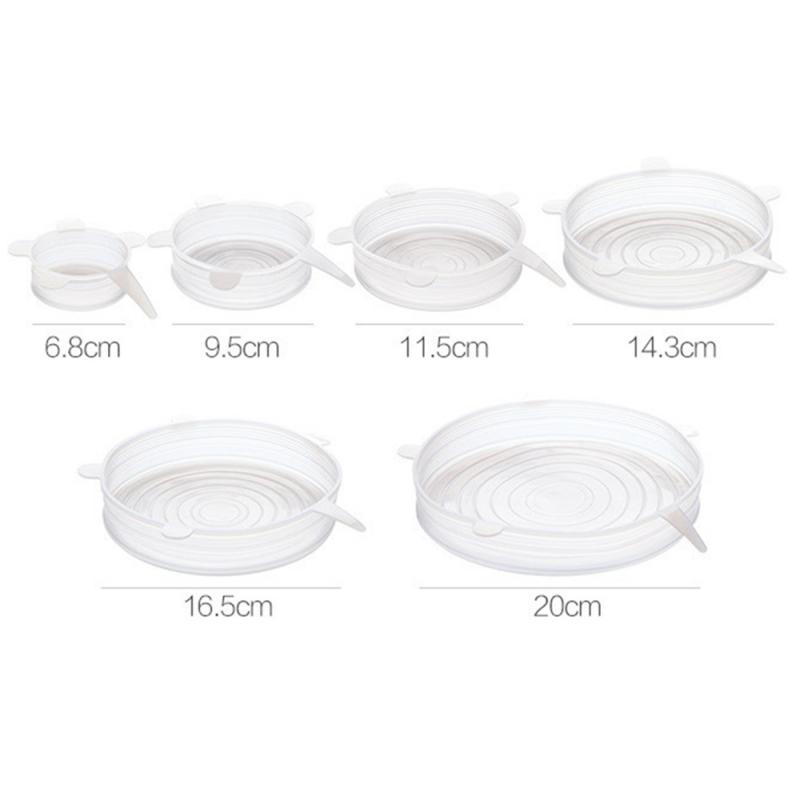 6/1 pcs Home Silicone Stretch Lids Universal Silicone Food Wrap Bowl Pot Lid Silicone Cover Pan Cooking Kitchen Accessories: C 6pcs