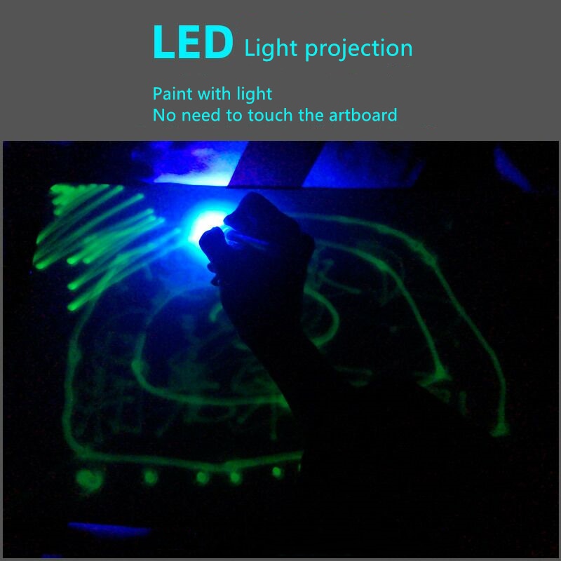 Magic Beam Tablet LED Luminous Drawing Board Graffiti Doodle Drawing Tablet Draw with Light-Fun Fluorescent Pen Educational Toy