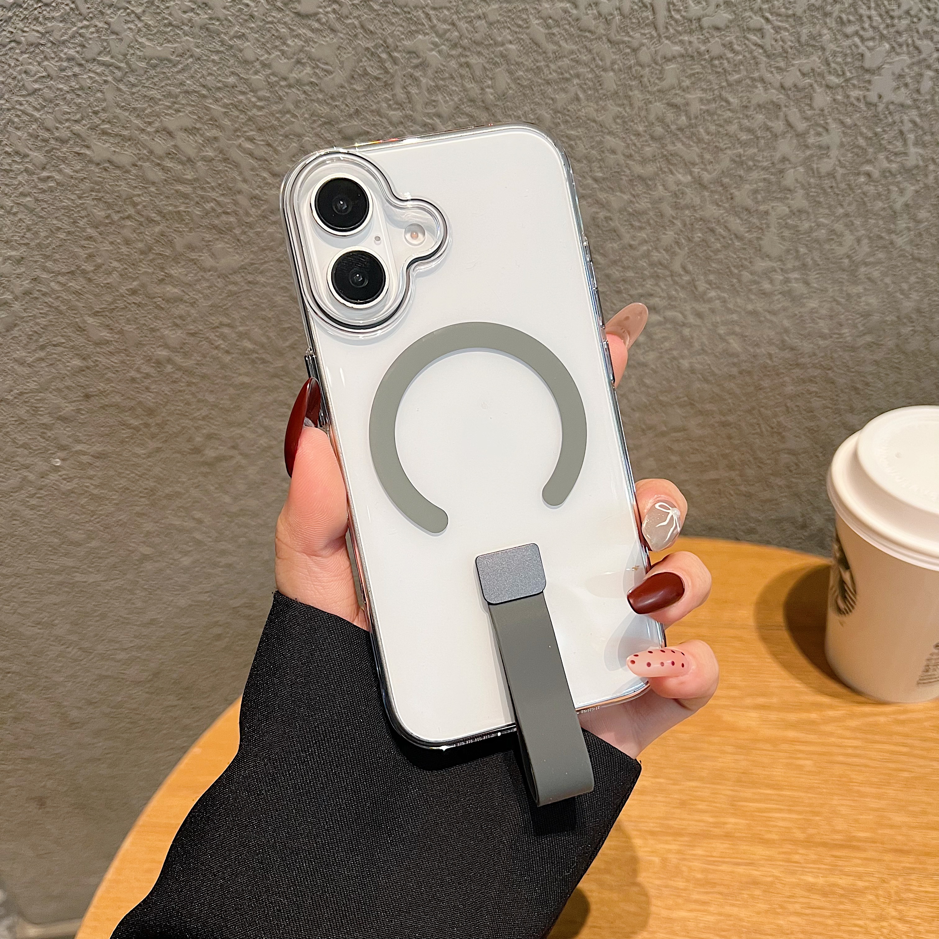 Funda de teléfono móvil transparente magnética para Iphone 16 15 14 13 Pro Max anillo tipo C funda de teléfono magnético para Iphone 16 15 Pro Max: Castaño / IPhone 15