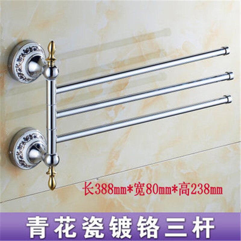 Toallero antiguo europeo para baño, barra giratoria de porcelana, accesorios de baño, 3/ 4 Bar: silver3 rods