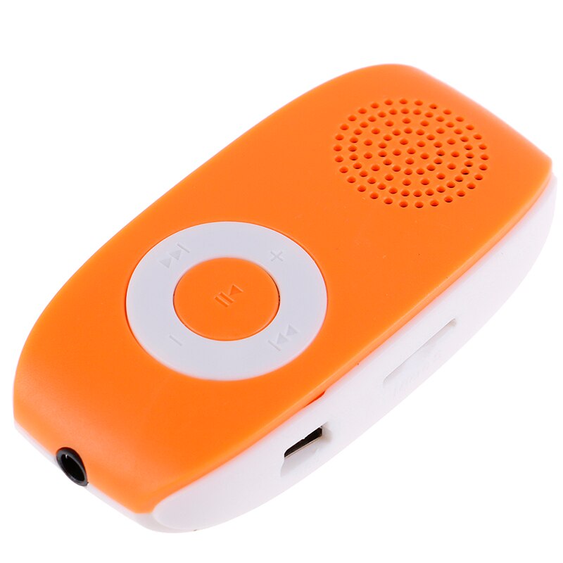 Reproductor de música MP3 para niños con Clip reproductor de música USB reproductor de MP3 compatible con tarjeta SD TF 32GB de música deportiva altavoz incorporado: Naranja