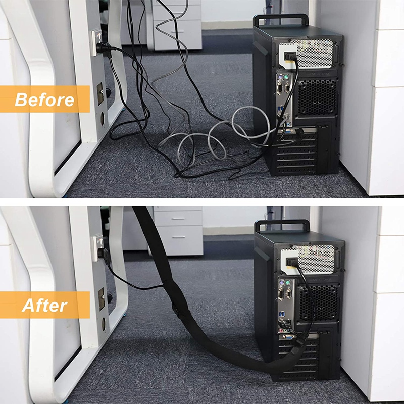 Cable Management Sleeves Cable Tidy Sleeve Zip And Buckle 20 Inch PC Cable Management Organizers Kit With Cable Straps