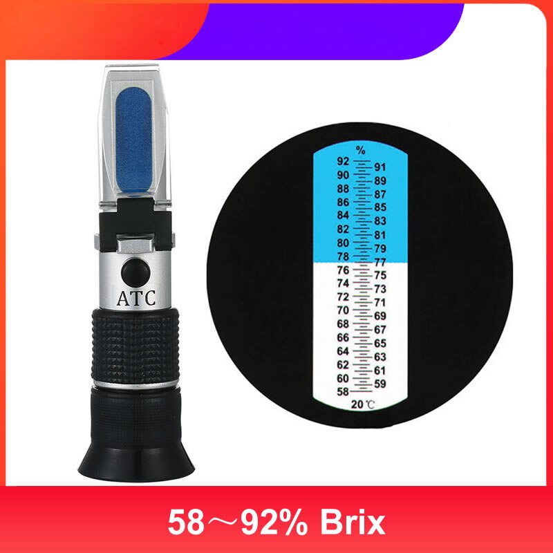 Brix-refractómetro óptico para alimentos refractómetro manual de 58 ~ 92%, medidor de azúcar para bebidas y alimentos, prueba de contenido ATC 0 ~ 80% 0 ~ 90%: Rojo