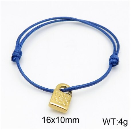 Women Men Silver Color Gold Stainless Steel key UNO de 50 Lock Black Red Brown Pink Rope Bracelet Jewelry