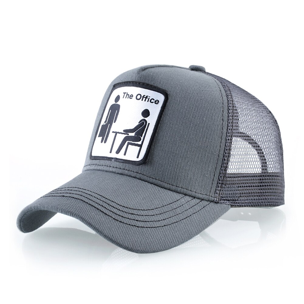 Trucker Caps Unisex Mesh Baseball Caps Men Women Outdoor Breathable Visor Hat Hip Hop Casquette The OFFICE Drake Bones: Gray3