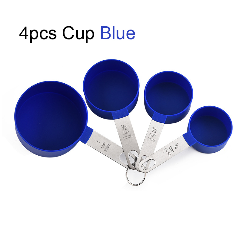 4/8 uds/1 Juego taza medidora cucharadita cuchara multiusos para azúcar pastel hornear harina taza medidora utensilio de medición de cocina para el hogar: Morado