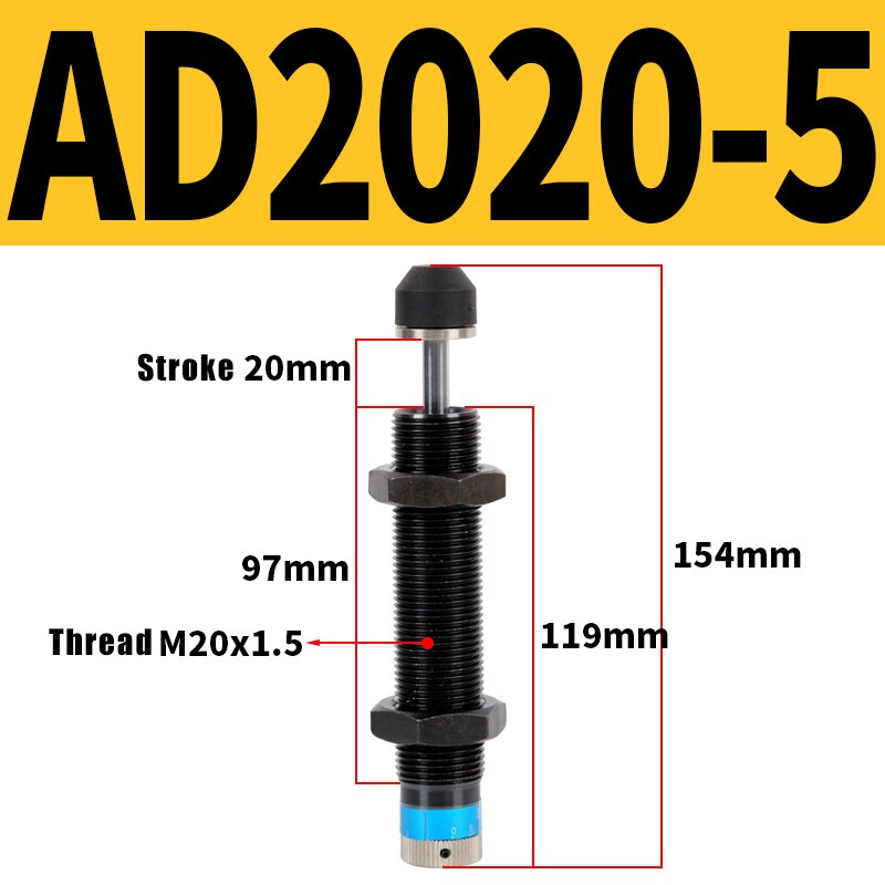 Hydraulischen Einstellbaren Stoßdämpfer AD Serie AD1425 AD2050 Öl Hydraulische Puffer für AD1410 AD1412 AD1612 AD2020 AD2525 Absorber: AD2020-5