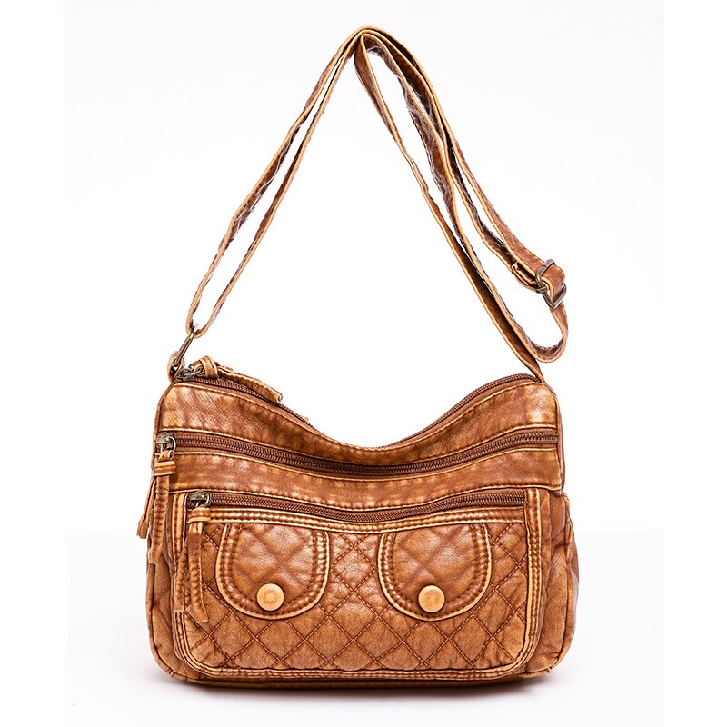 Vintage Tas Voor Vrouwen Zachte Pu Lederen Crossbody Tas Grote Capaciteit Tassen Multi Pocket Schoudertas 2022 Vrouwelijke Retro handtas: style 1