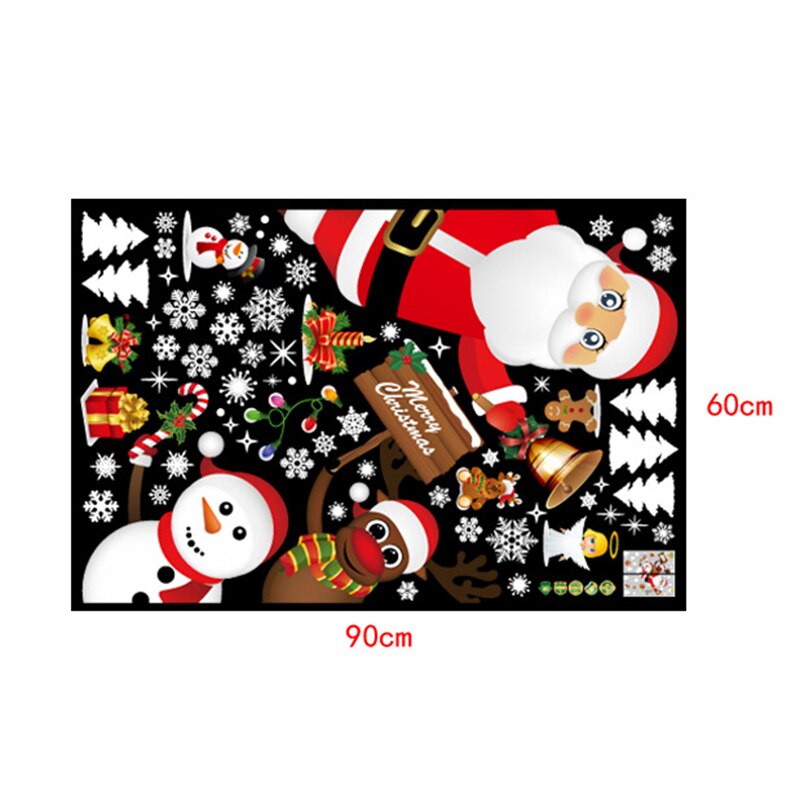 60*90cm Removable Christmas Wall Stickers DIY Window Mural Decals Xmas Santa Snowflakes Wallpaper Home Decorations: 1