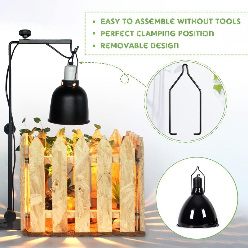 4Pcs Reptile Lamp Clip Metal Heat Lamp Hanger Holder for Reptile Glass Terrariums Heating Light for Frog Bearded Dragon