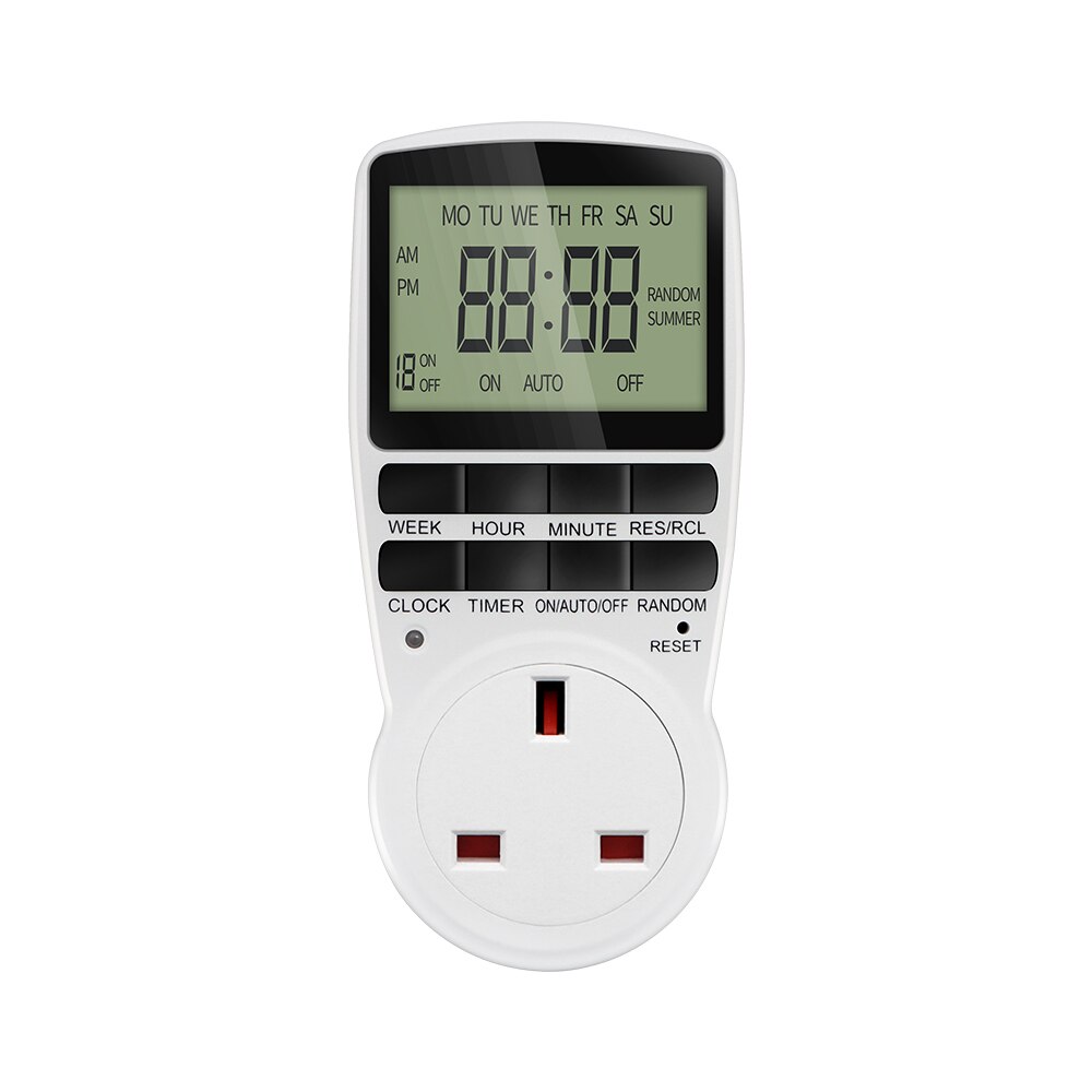 Digitaler Zeitschaltuhr, elektronisch, 12/24 Stunden, 7 Tage, programmierbare Zeitsteckdose, Küchengerät, Zeitsteuerung, EU, US, FR-Steckdose: Silber