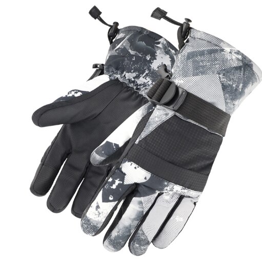 Handschuhe warm Und Samt Winter draussen Reiten Ski Handschuhe Graffiti Sport Wasserdicht Nicht-Unterhose Bergsteigen Touchscreen Handschuhe: Schwarz Weiß eins Größe / L