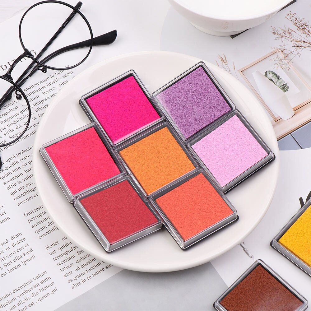 1PC Colorful Ink Pad Printing Oil Stamp Pads Fingerprint Square Inkpad Sponge Scrapbooking Drawing Toys DIY Office School Supply