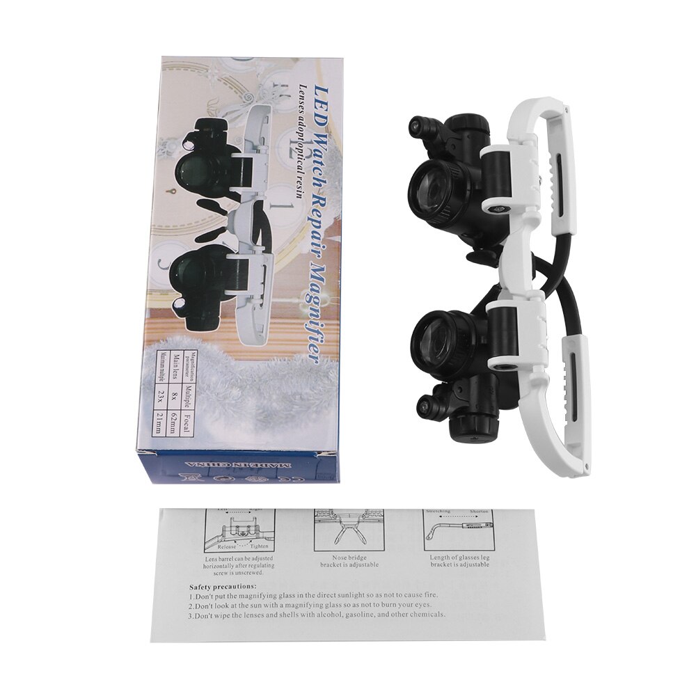 ABEDOE Vergrootglas Met Led-verlichting Hoofdband Bril Vergrootglas 8X 15X 23X Verlicht Vergrootglas Loupe Horloge Reparatie Lamp