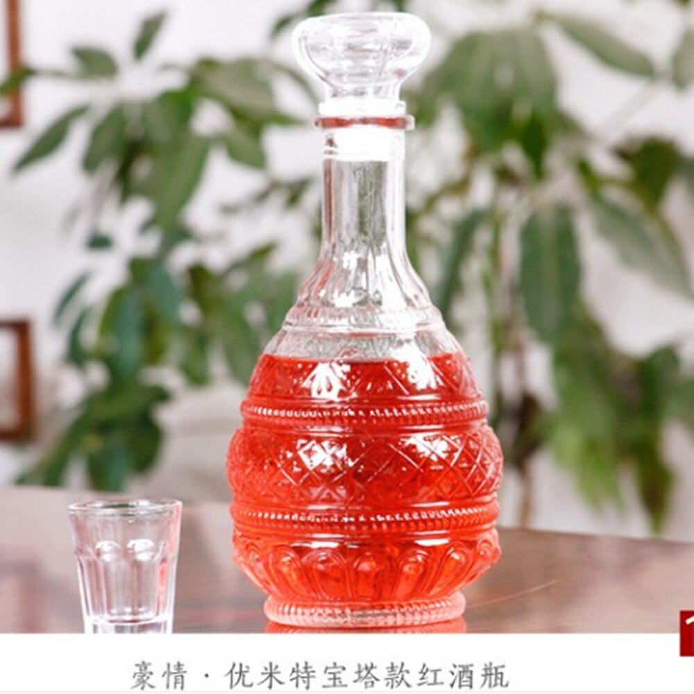 Glas rode Wijn Fles Wijn Decanter Container Whiskey Liquor Karaf Water Kruik Alcohol Decanter Glazen Fles: pagoda bottle