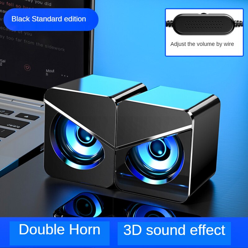 Bluetooth Speaker Box Desktop Laptop Wireless Computer Speakers Subwoofer Music USB Wired 3D Stereo Sound Surround Loudspeaker: black B-standard