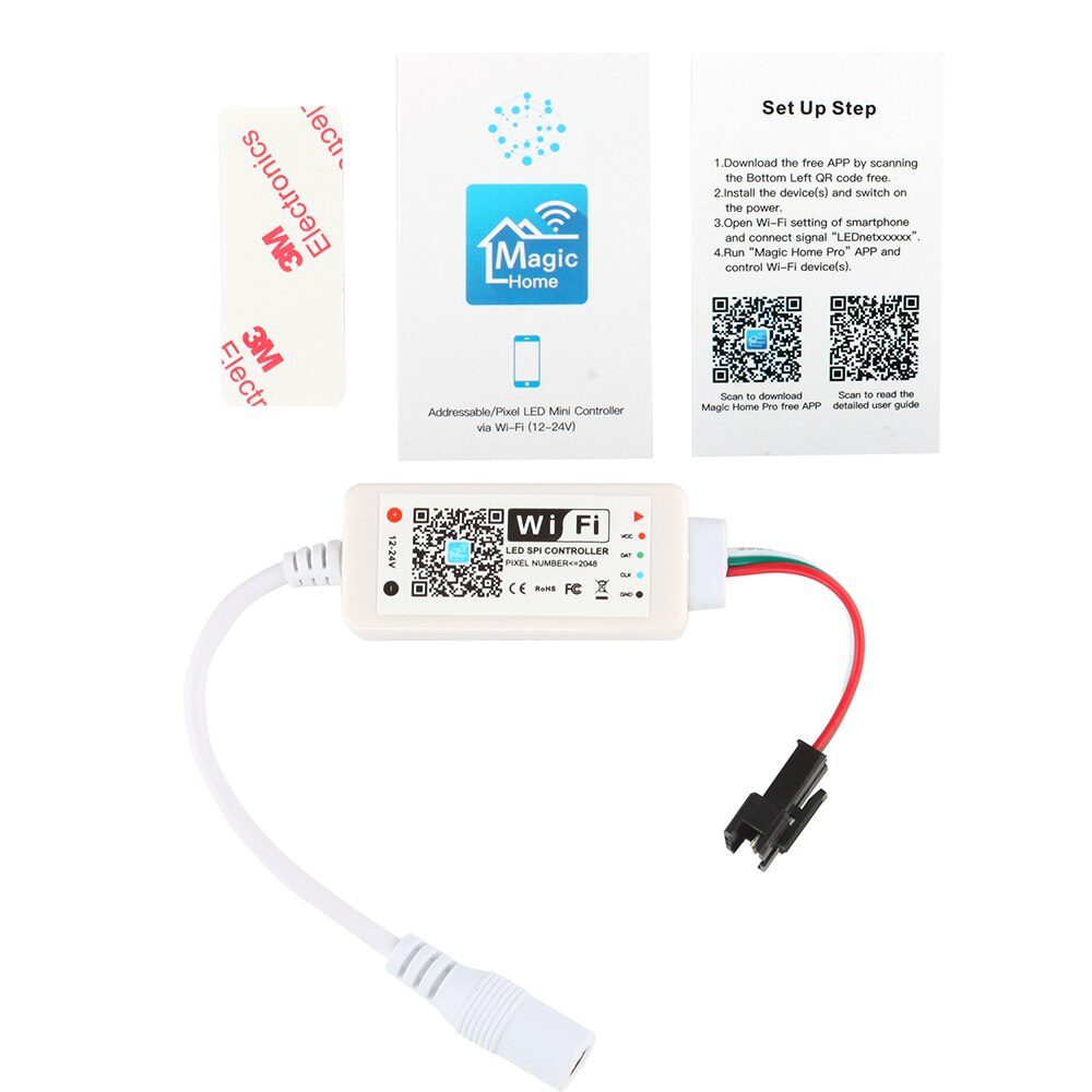 Magic Home DC5V 12V 24V Wireless WiFi LED Controller RGB/RGBW RF IR Remote Alexa Google for 5050 WS2811 WS2812B Pixel led strip