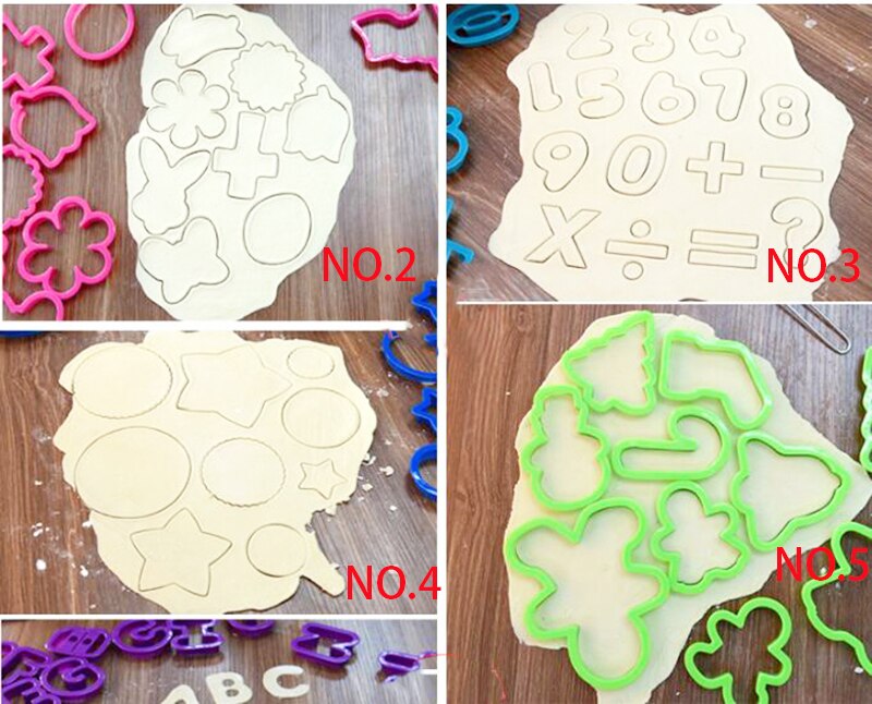 108PCS Cookie Stamp Cutter Set Dog Alphabet Star Letter Heart Cartoon Animal Flower Round Biscuit Mold Mini Plastic Fondant Tool