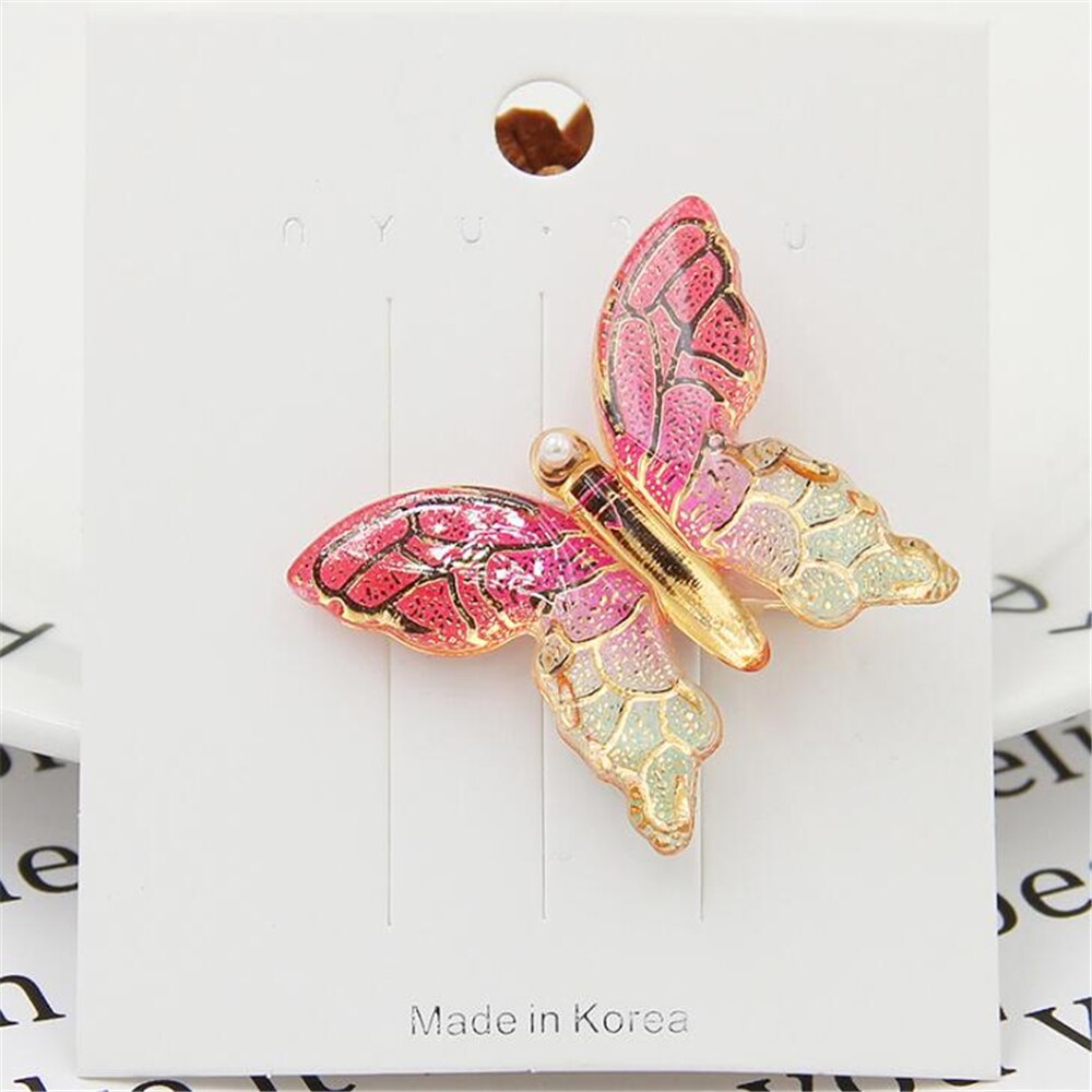 Barrettes pinces à cheveux papillon pour filles, épingles à cheveux en métal acrylique, épingles à cheveux coréennes pour femmes, accessoires