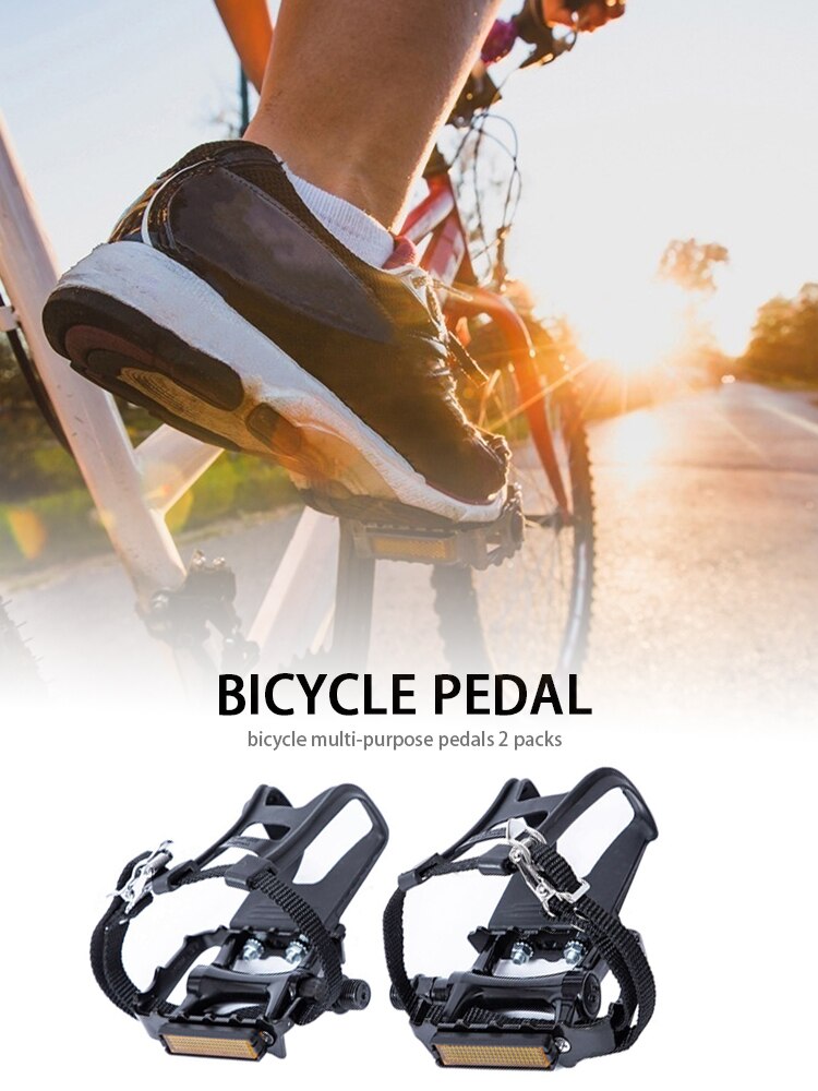 Cykelpedaler spinningcyklar för fitnessövningar med tåklämmor och bälten för utomhusridning inomhus cykelpedaler