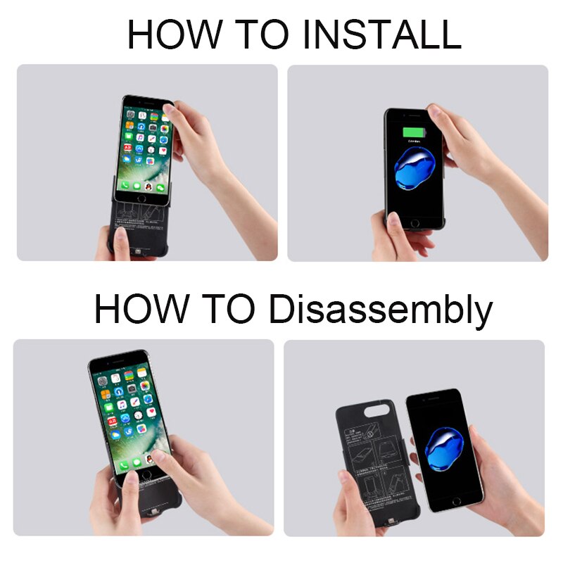 5000/8000 mah telefoonbatterijhoesje voor iphone 6 6s 7 8 draagbare externe batterijladerhoesjes voor iphone 6 6s 7 8 plus 7 plus 8 plus