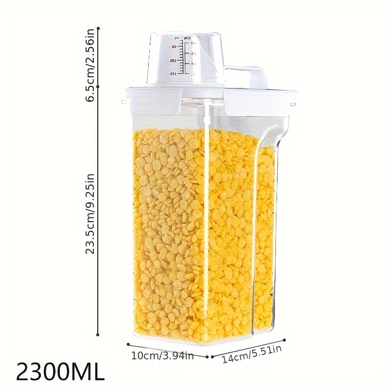 Grand bac hermétique pour le stockage des aliments, tasse à mesurer, plastique transparent, cuisine et garde-manger, organisateur de farine