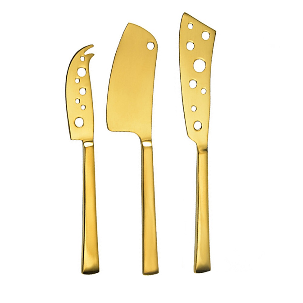 Stainless Steel Cheese Knife Set Gold Color 3pcs/set Cheese Cut Kitchen Cheese Tool