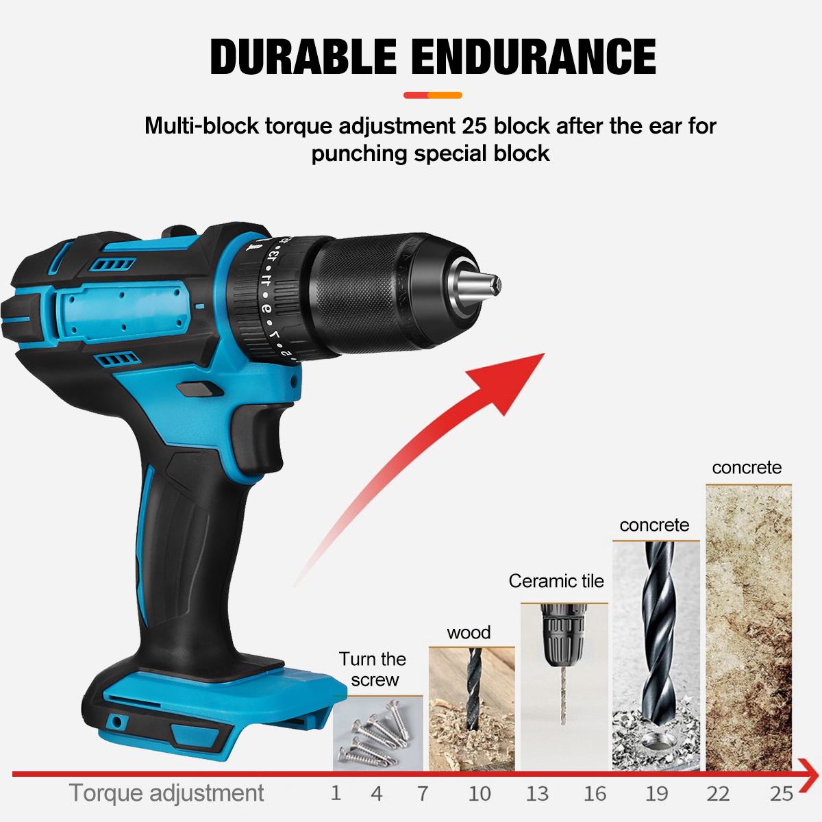 Blmiatko 3 in 1 børstet elektrisk drill 10mm 350nm 20+3 moment hammer skrutrekker batteridrevet slagbormaskin for makita batteri