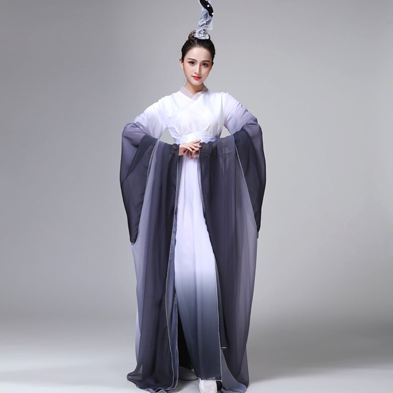 Costumes de danse folklorique classique à manches longues pour adultes, vêtements féeriques, manches d&#39;eau, spectacle Hanfu Yangko National antique