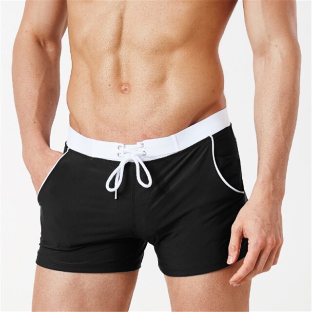 Summer Men Cool Swim Trunks Beach Board Clothes Swimming Running Sports Surfing Shorts: Black / S