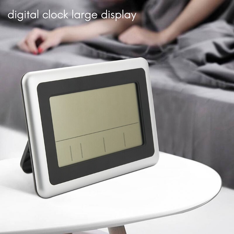 2X Large Display Digital Wall Clock,Silent Desk Shelf Clocks Alarm Clock With No Night Light (Day Calendar Temperature)