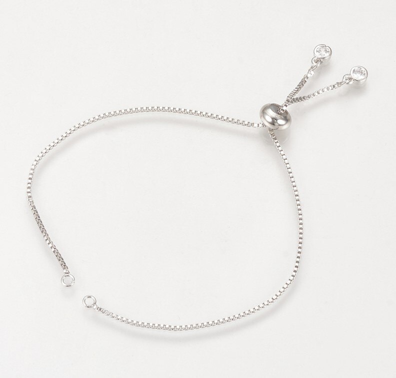 5 stk justerbare 24cm runde messing skyder armbånd langtidsholdbare forgyldte charm link armbånd til fremstilling af gør-det-selv-smykker til kvinder: Sølv