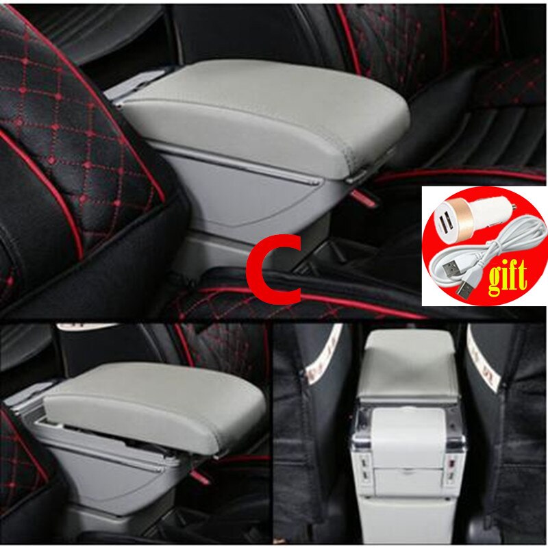 For Renault Clio 4 Captur Armrest For Renault Captur armrest box accessories Storage box with cup holder ashtray with USB: C gray