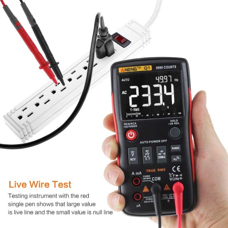 Q1 True-RMS Digital Multimeter Auto Button 9999 Counts Analog Bar Graph Tester Measurement Instruments
