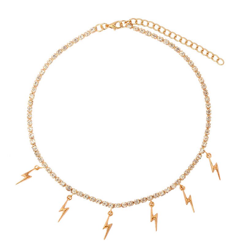 Bling bling verstelbare vrouwelijke tennisketting choker bliksem kersenblad ster hangers dames ketting sieraden: 037401gd
