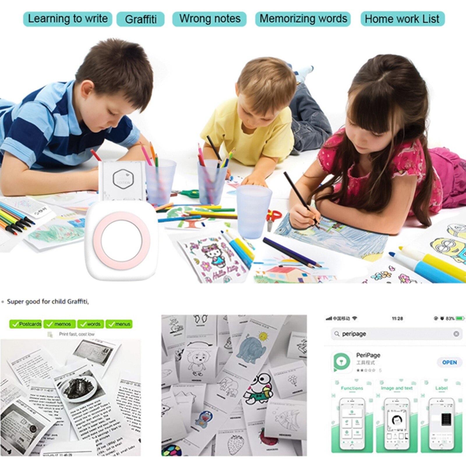 Thermal Portable Bluetooth Printer 57mm Mini Pocket Photo Printer Portable Mobile phone Photo Printer For Mobile Phone