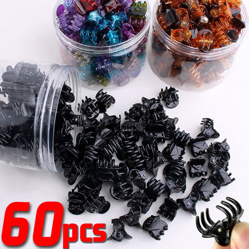 Pinzas en forma de garra para el pelo pequeñas de 1,5 cm para mujeres y niñas, Mini Clips coreanos de plástico transparente negro, horquilla, accesorios para peinados para niños