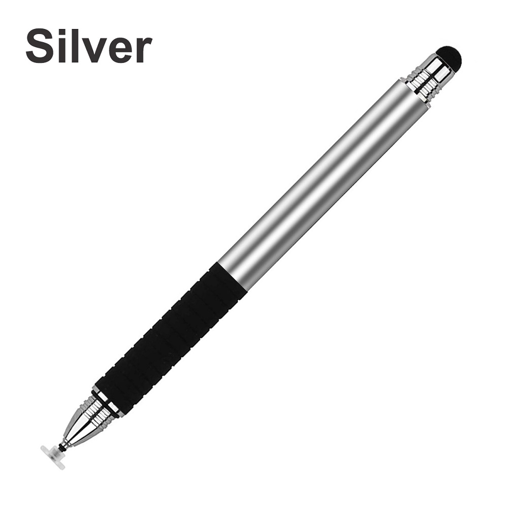Universele 2 In 1 Stylus Pen Touch Screen Pen Voor Ipad Air Pro Samsung Xiaomi Tablet Pc Schrijven Tekening Klik potlood Voor Tablet: Silver