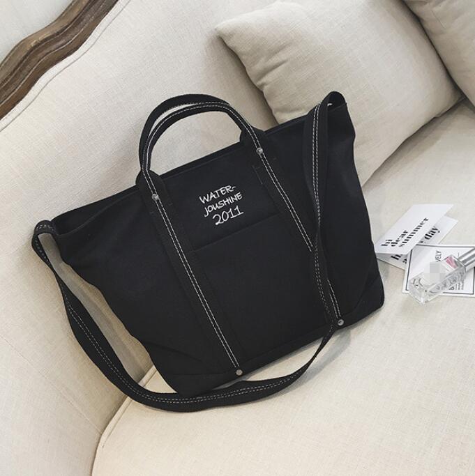 ANAWISHARE Women Handbags Canvas Shoulder Bags Large Ladies Casual Tote Bag Crossbody Bag For Women Messenger Bag Bolsa Feminina: Black