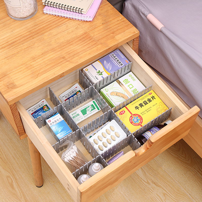 4PCS Adjustable Plastic drawer DIY grid divider household storage storage box underwear socks grid sorting grid free combination