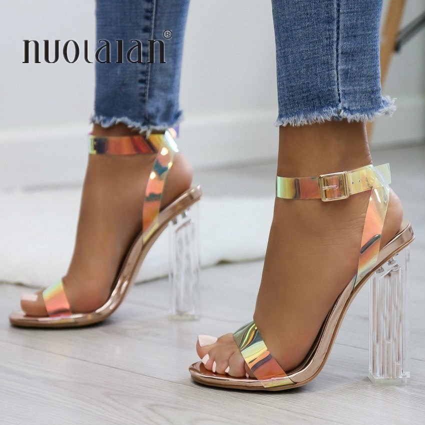 PVC Frauen Sandalen Sommer Öffnen Zeh hoch Fersen Frauen transparent Ferse Sandalen Frau Partei Schuhe Rabatt Pumpen 11 CM