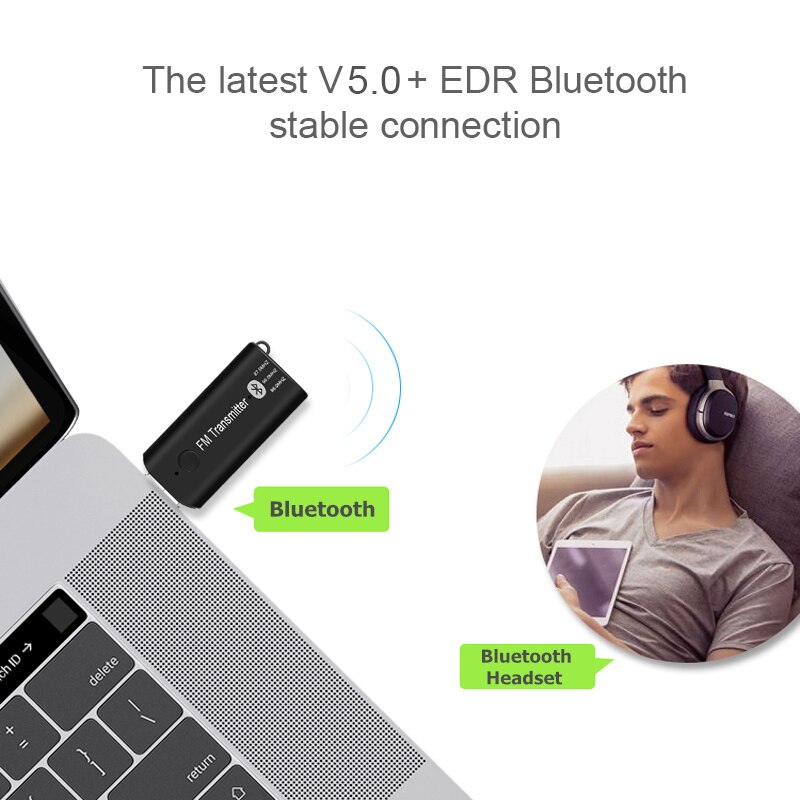 KEBIDU Car USB Bluetooth Transmitter 3.5mm Bluetooth 5.0 EDR Wireless Adapter FM Car Kit Handsfree for iPhone Samsung Android