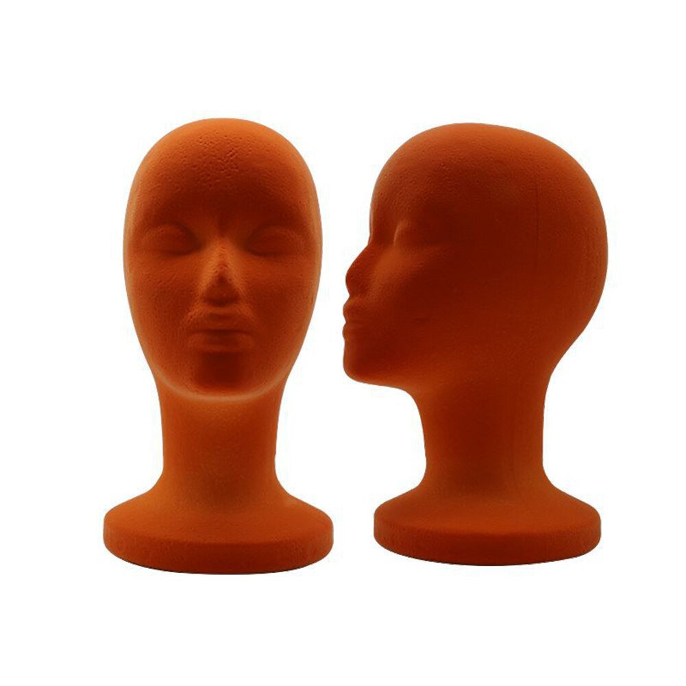 Fashionable Female Foam Head Model Headwear Display Mount Styling Salon Mannequin Cloakroom Optical Shop Mannequin Head: Orange