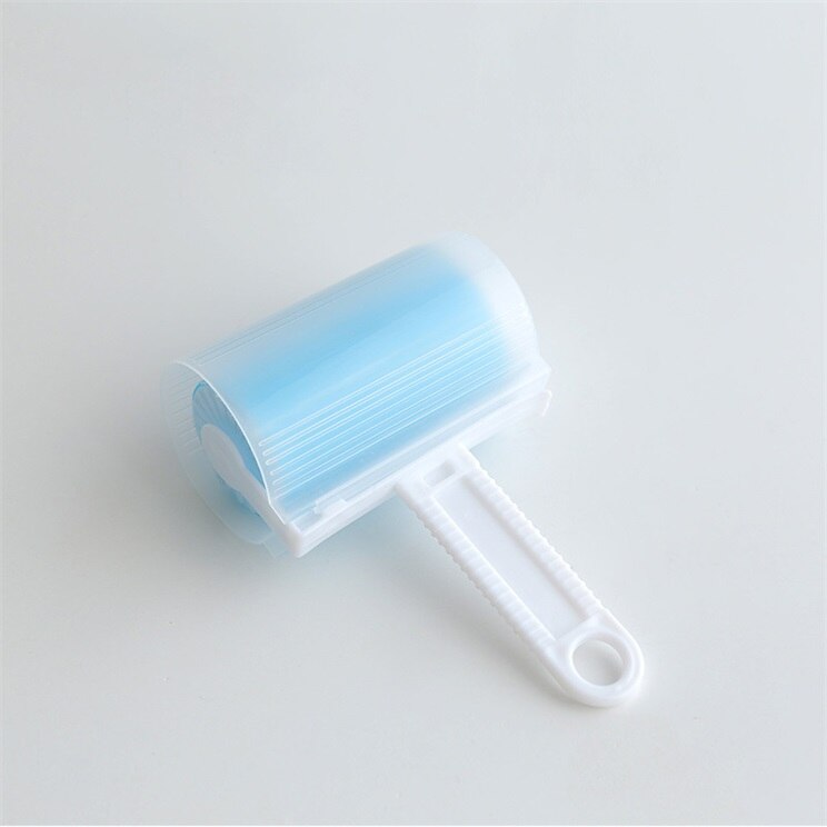 1pc Portable Washable Anti-Static Clothes Dust Removal Sticky Hair Tumble Lint Rollers for Wool Clothing Bedding with Cover: Blue with Cover