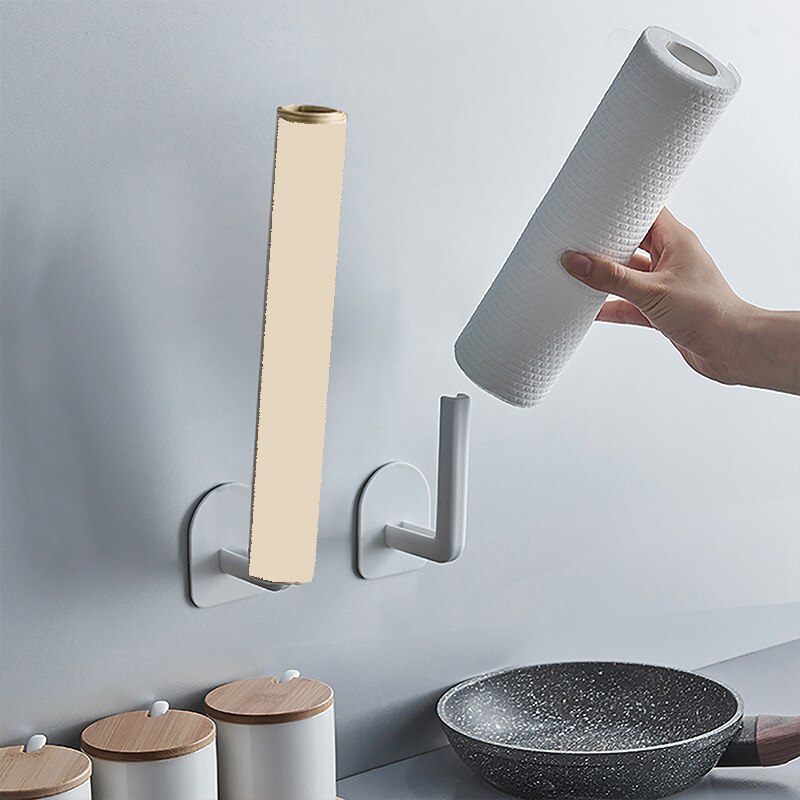 1 piece kitchen self-adhesive shelf paper towel holder roll paper holder under the cabinet for cabinet storage rack toilet