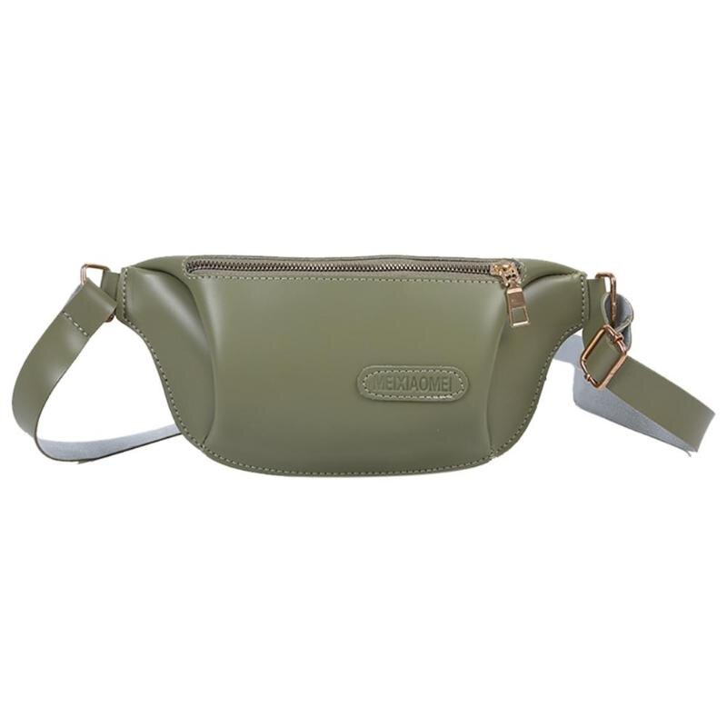 Couleur unie Fanny poitrine Pack réglable large sangle en cuir PU taille Pack pochette rétro femmes épaule sac à bandoulière taille sac: green