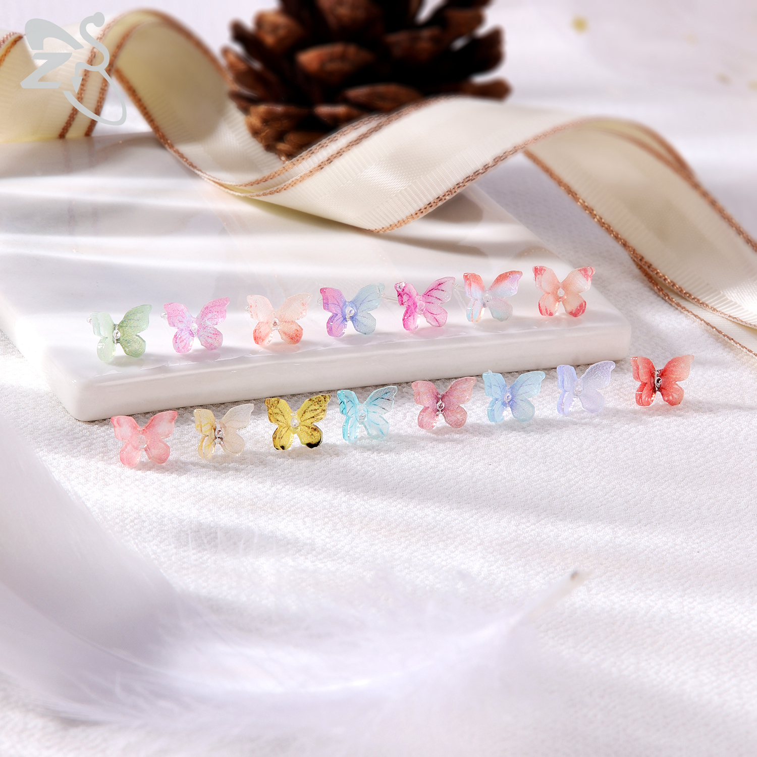 ZS 1 paire de boucles d'oreilles colorées en forme de papillon 20G boucles d'oreilles en acrylique Anti-allergie mignon oreille Cartilage Helix conque piercings